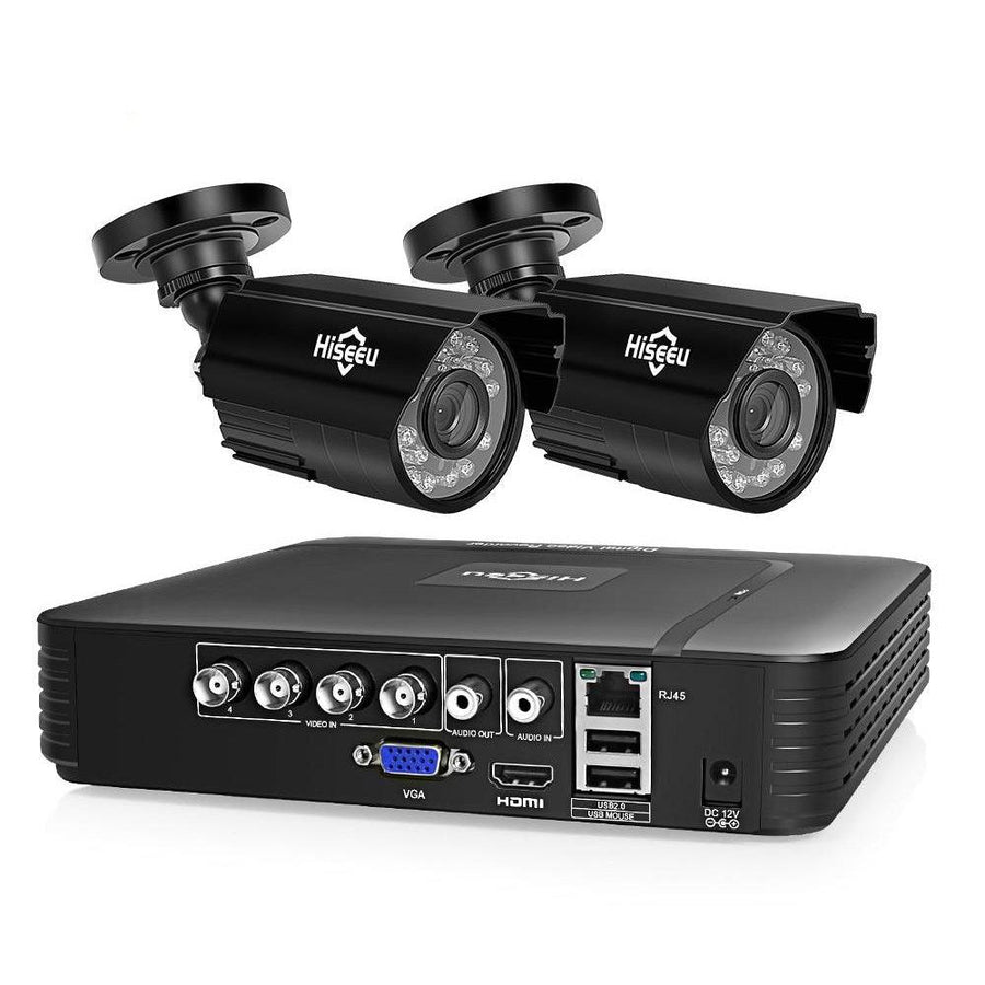 Hiseeu HD 4CH 1080N 5 in 1 AHD DVR Kit CCTV System 2pcs 1080P AHD Waterproof IR Camera P2P Security Surveillance Set - MRSLM