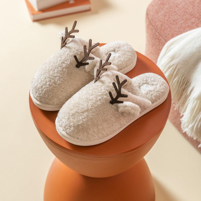 Plush Cotton Slippers For Women's Home Indoor Warm Floor Winter Cotton Shoes - MRSLM