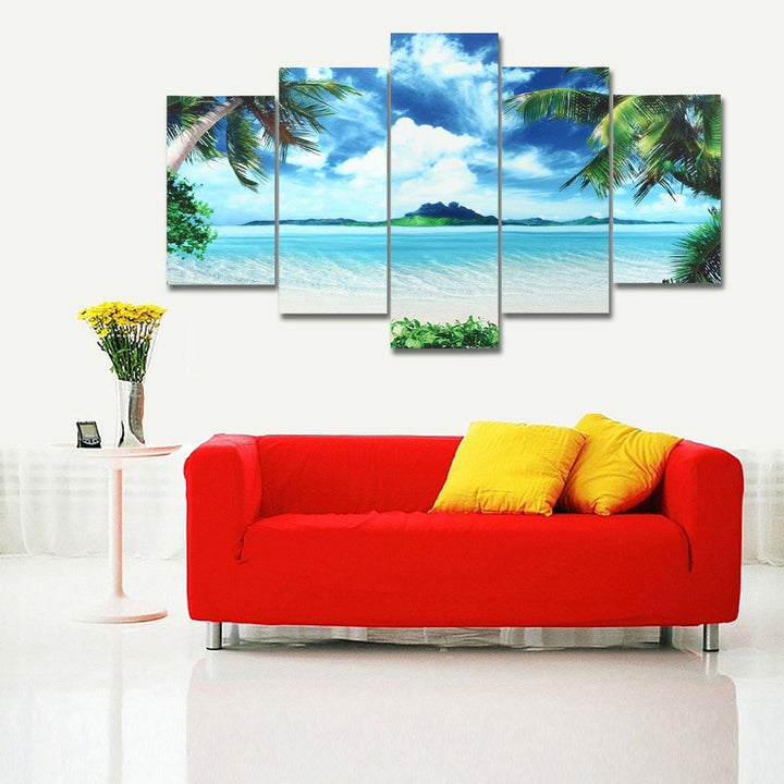 5PCS Canvas Paintings Seascape Beach Printing Modern Home Wall Decor Art - MRSLM