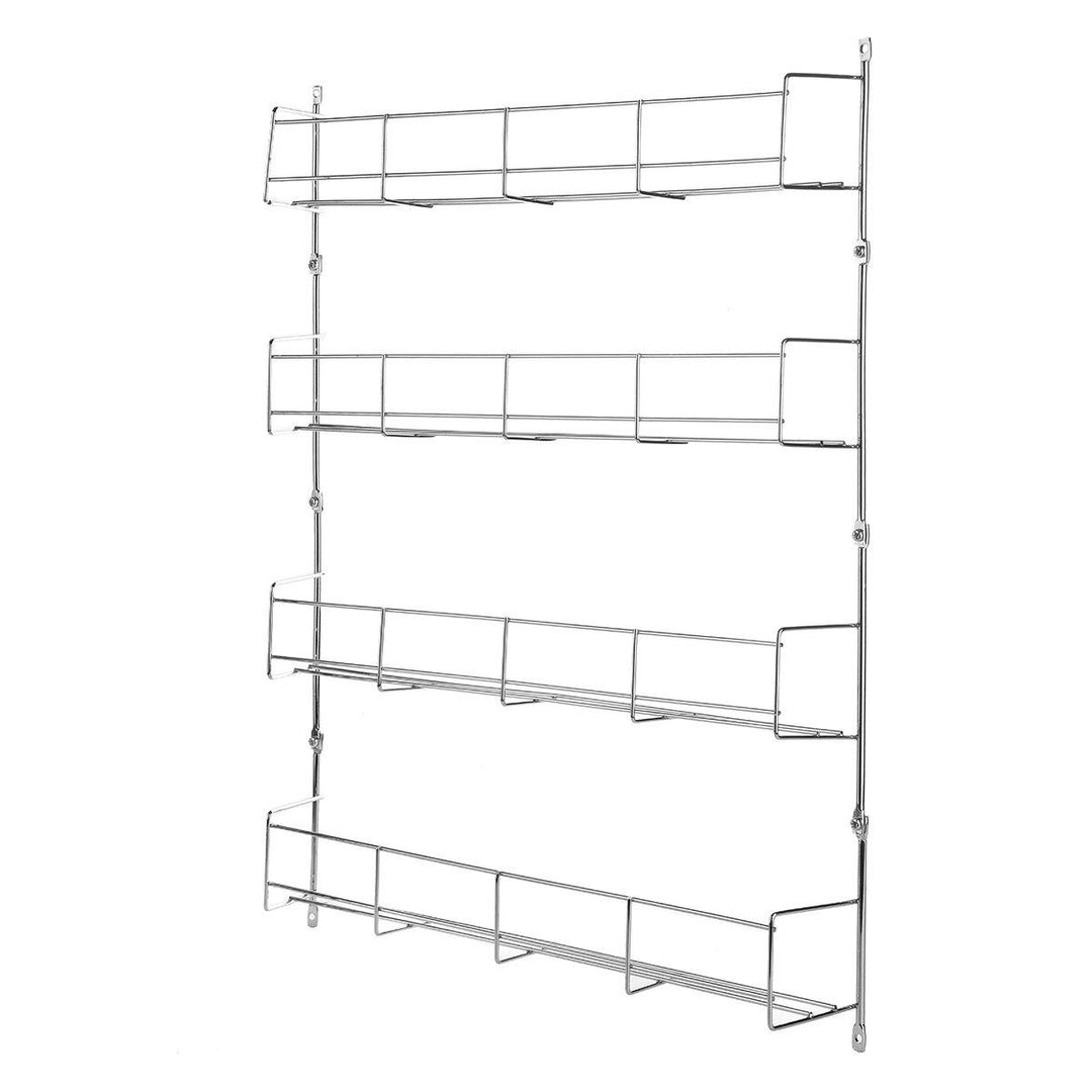 4 Tiers Kitchen Spice Jar Rack Cabinet Organizer Wall Mount Storage Shelf Bracket Holder - MRSLM