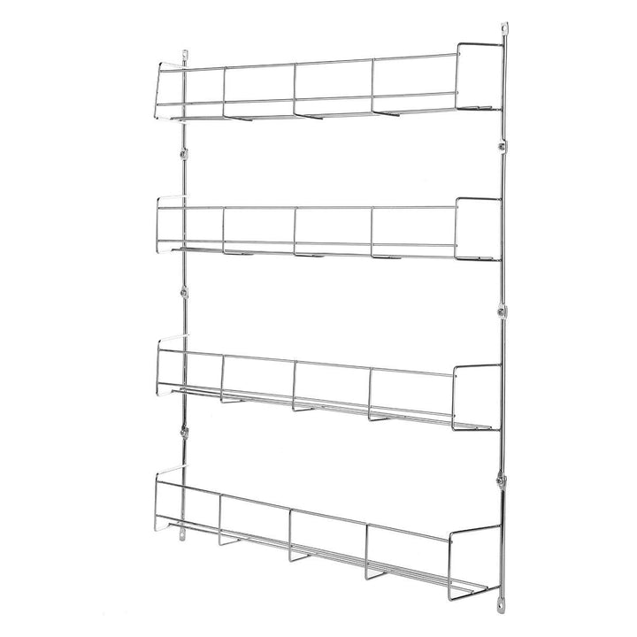 4 Tiers Kitchen Spice Jar Rack Cabinet Organizer Wall Mount Storage Shelf Bracket Holder - MRSLM