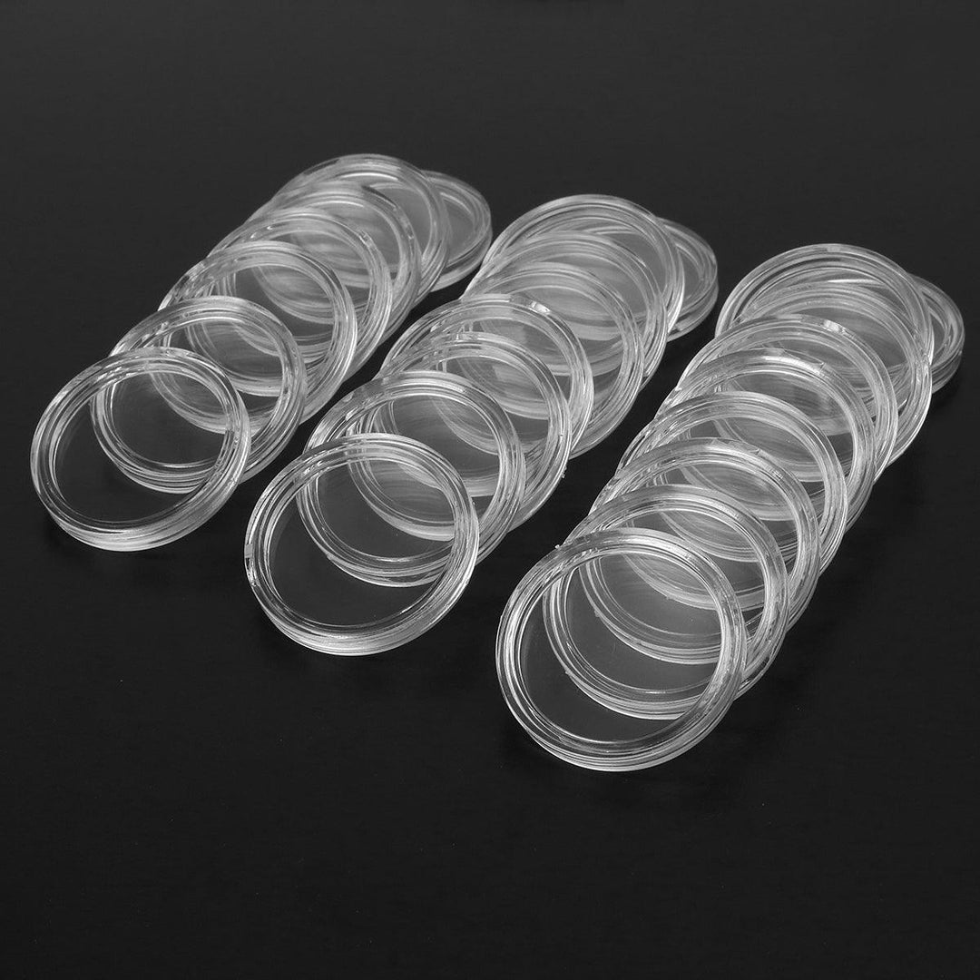 100 Pcs Clear Round Coin Holder Capsules Container Holder Storage Box - MRSLM