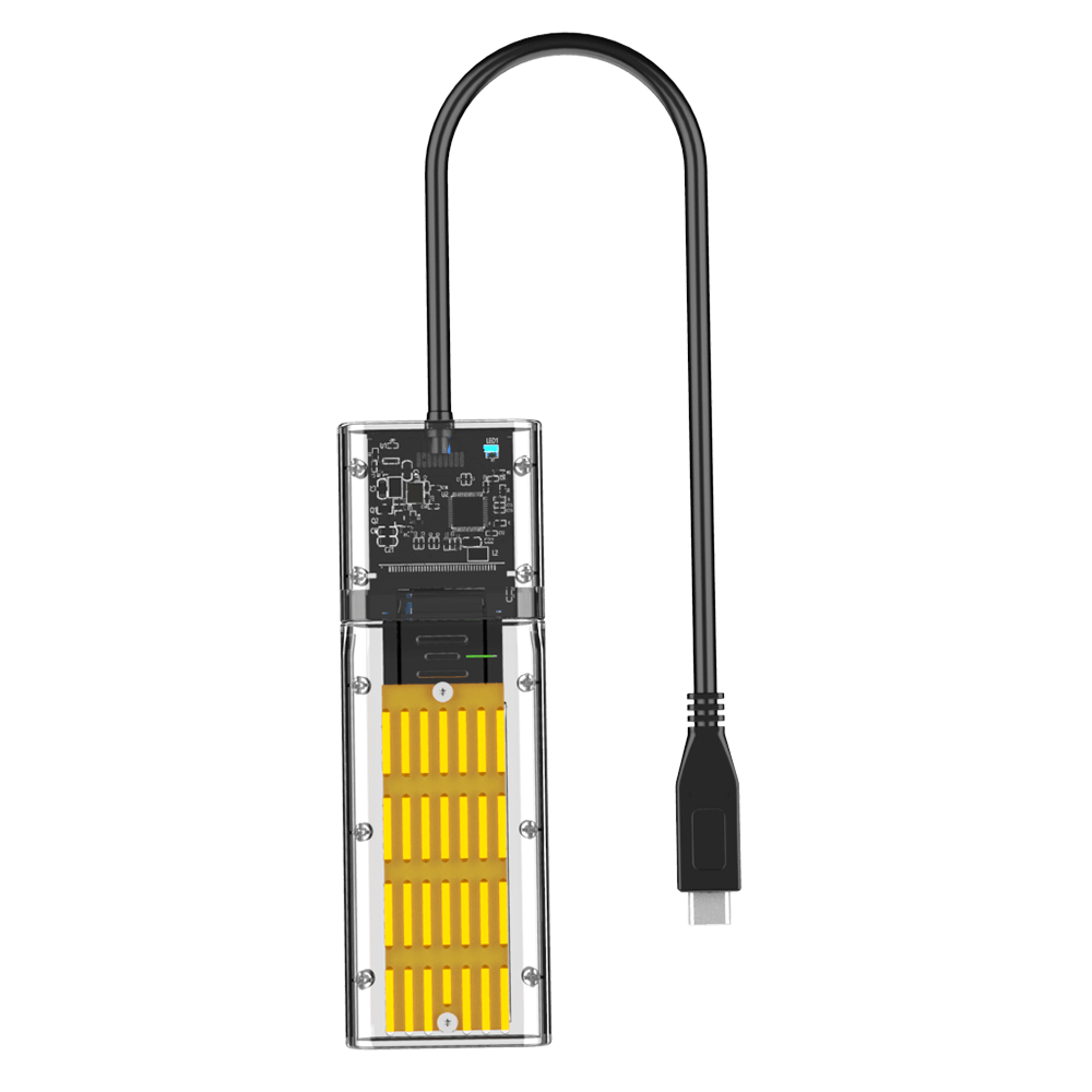 AODUKE JMS578 SSD Solid State SATA M.2 NGFF External Hard Drive Enclosure USB3.1 GEN1 Transparent Mobile Hard Disk Box with Type-C Cable DM201SC - MRSLM