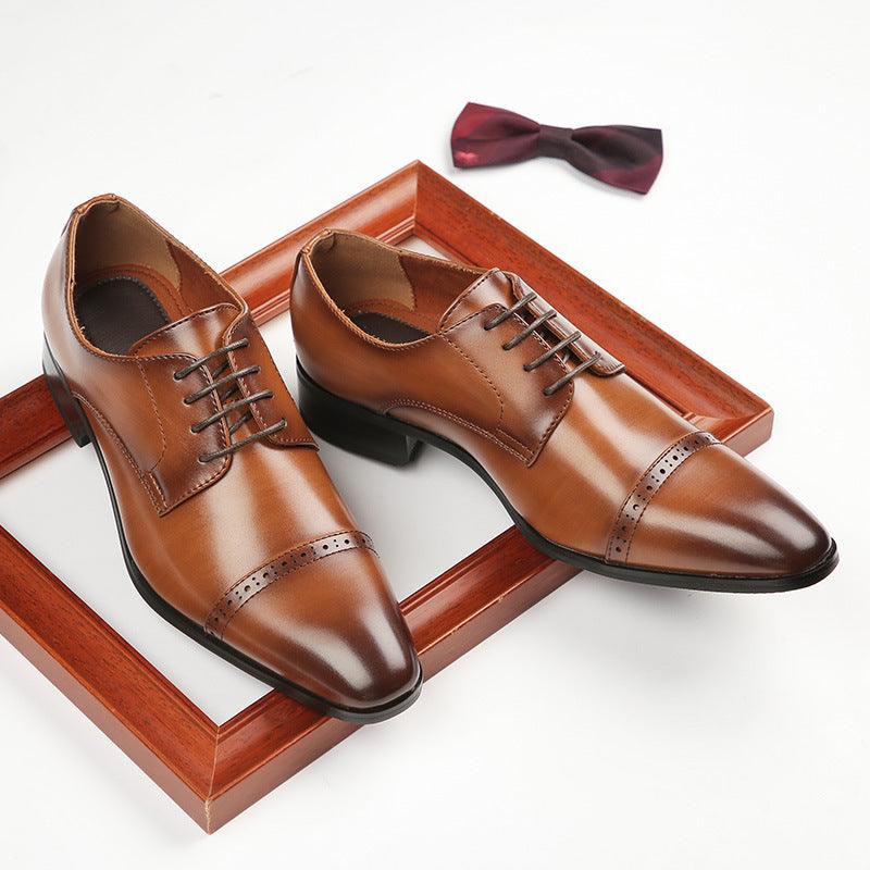 Large Size Four Seasons New British Business Leather Shoes Men's Gentleman Lace-up Shoes - MRSLM