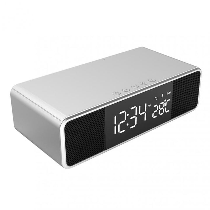 Wireless bluetooth Alarm Clock Phone Charger FM Radio Table Digital Thermometer With Alarm Clock Display Desktop Clock for Home Decor - MRSLM