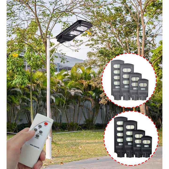 80/160/240/320LEDs Solar Street Light Motion Radar Sensor Outdoor Yard Wall Lamp Road Floodlight +Remote Control (Black 80LED) - MRSLM