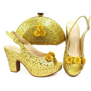 high heel sandals with flower clutch, view 4 - MRSLM