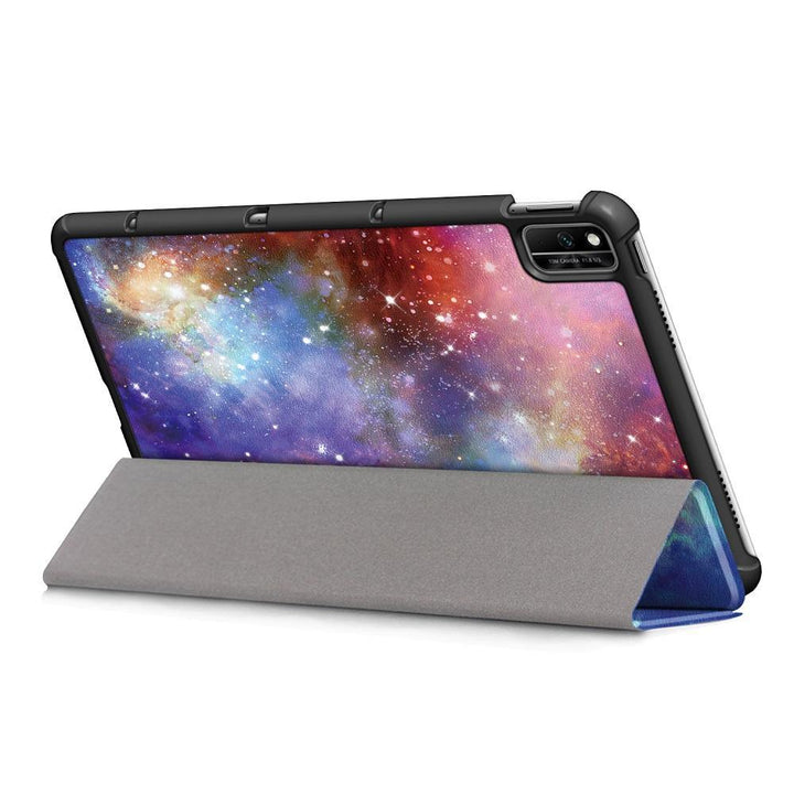 Tri-Fold Painted Galaxy PU Leather Folding Stand Case for 10.4 Inch HUAWEI Honor V6 Tablet - MRSLM