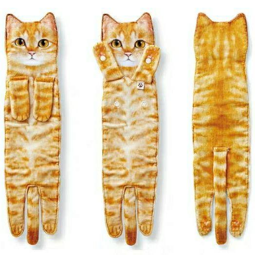Cat Hand Towels Long Cat Shape Wipe Handkerchiefs Bath Towels For Bathroom Kitchen - MRSLM