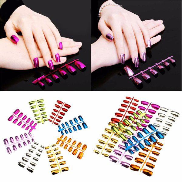 Colorful Metallic Metal Color Nail Art Deocoration Tips 6 Sizes - MRSLM