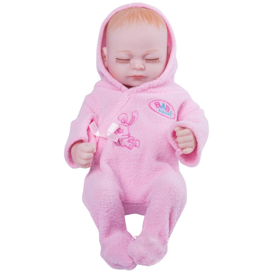 11'' Real Life Lifelike Reborn Baby Dolls Full Silicone Sleeping Pink Cloth Girl - MRSLM