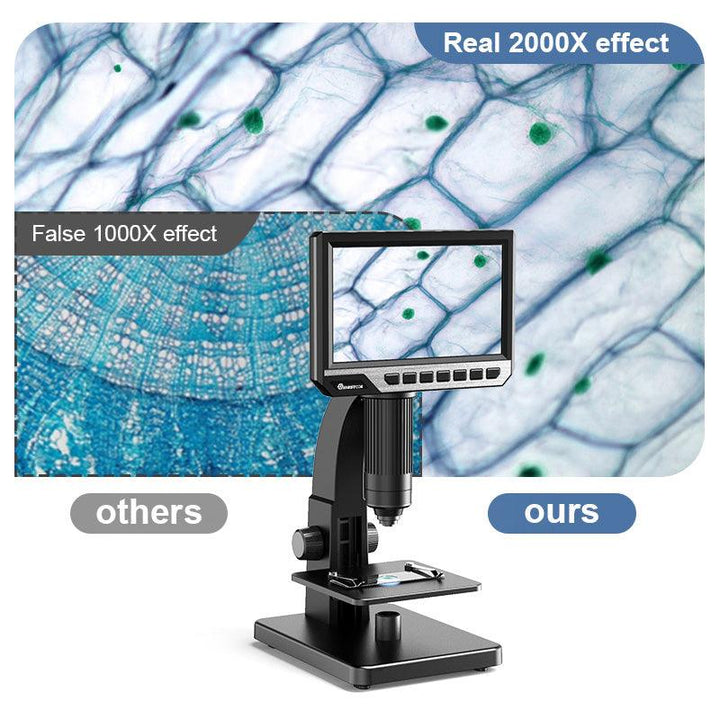 MUSTOOL MT315 2000X Dual Lens Digital Microscope 7-inch HD IPS Large Screen Multiple Lens for Circuit/Cells Observation Up&Down Light Source Support Computer Viewing - MRSLM