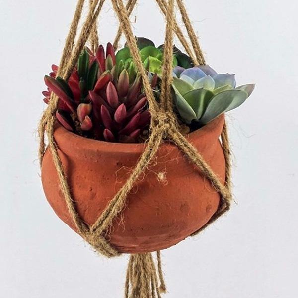 40 Inch Flower Pot Plant Hanger Macrame Jute Rope Indoor Outdooors Decorative Cord - MRSLM
