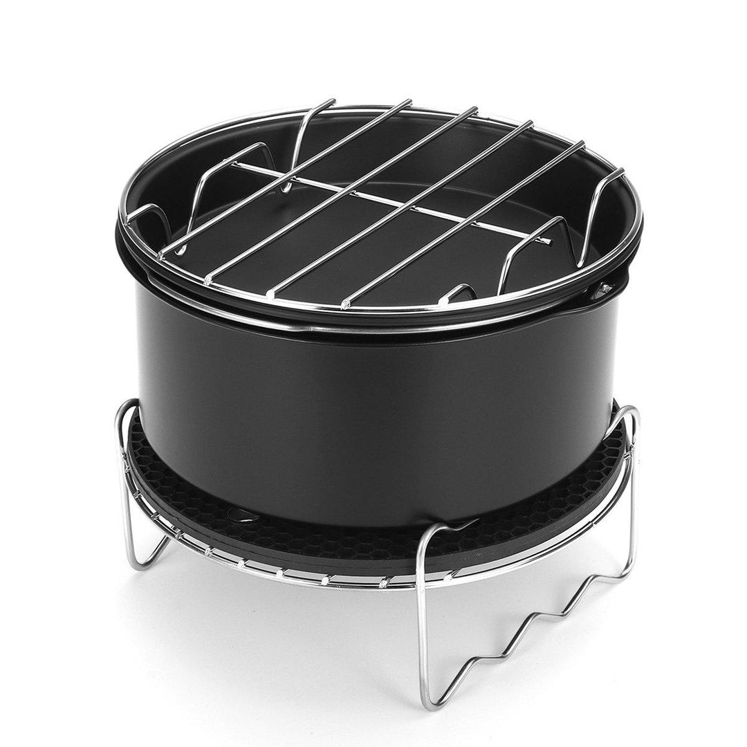 5Pcs Air Fryer Accessories Baking Pan Pizza Tray Mold Oven Pot Cage Rack - MRSLM