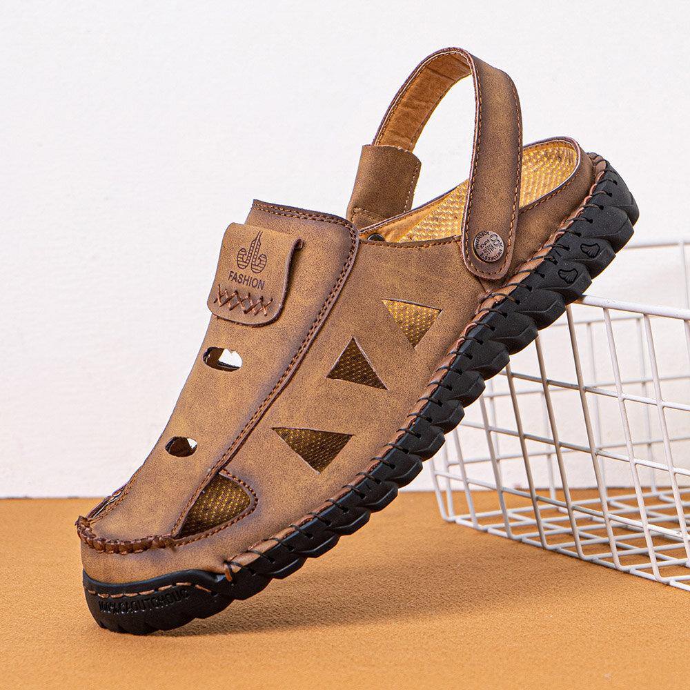 Men Microfiber Breathable Two-ways Closed Toe Non Slip Outdoor Casual Sandals - MRSLM