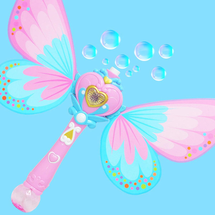 Electric Magic Wing Wand Automatic Soap Bubble Blowing Blower with Light Music Funny Novelties Toys For Kids Gifts - MRSLM