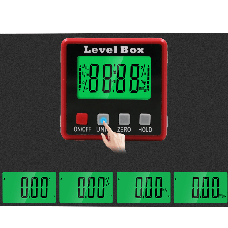 57x57x30mm Backlight 0.1° 4x90° Degree Large LCD Digital Protractor Inclinometer Magnetic Electronic Angle Level Box - MRSLM