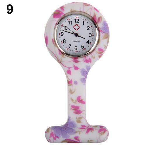 Fashion Patterned Silicone Nurses Brooch Tunic Fob Pocket Watch Stainless Dial - MRSLM