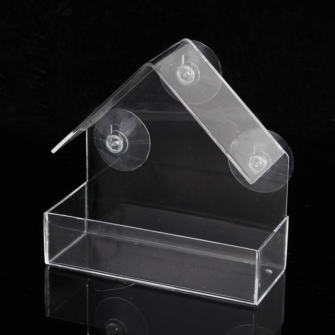 Acrylic Transparent Bird Squirrel Feeder Tray Birdhouse Window Suction Cup Mount - MRSLM