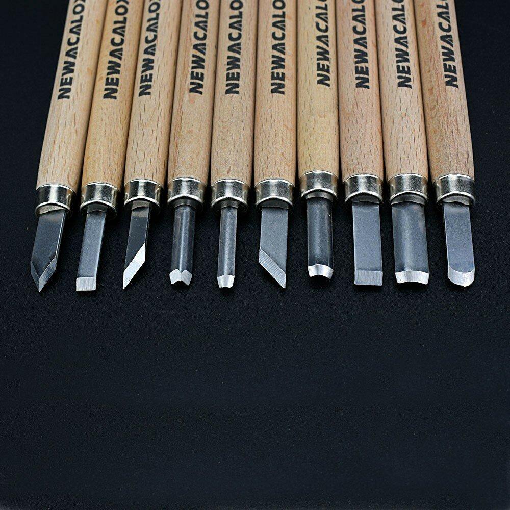 NEWACALOX 10Pcs Woodcut Knife Scorper Wood Carving Tools Cutter Graver Engraving Nicking Scribing Woodworking Hobby Arts - MRSLM