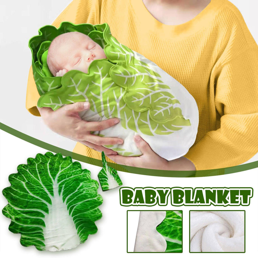 Baby Swaddle Wrap Newborn Simulation Cabbage Flannel Baby Wrap Blanket Baby Sleeping Swaddle Wrap Hat - MRSLM