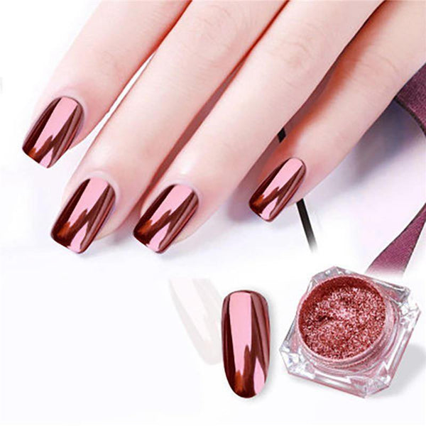 2 Rose Gold Chrome Nail Powder Mirror Effect Nail Pigment Gel Polish Salon Dust for Manicure and Makeup - MRSLM
