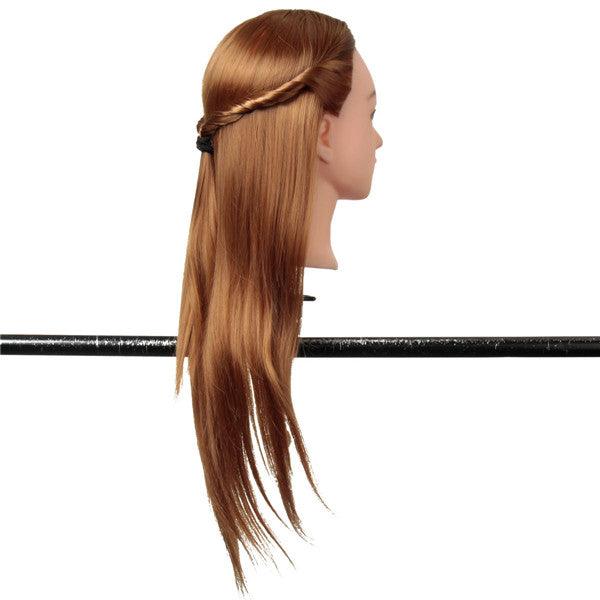 30% Real Human Hair Training Head Cutting Braiding Practice Mannequin Clamp Holder Gold - MRSLM
