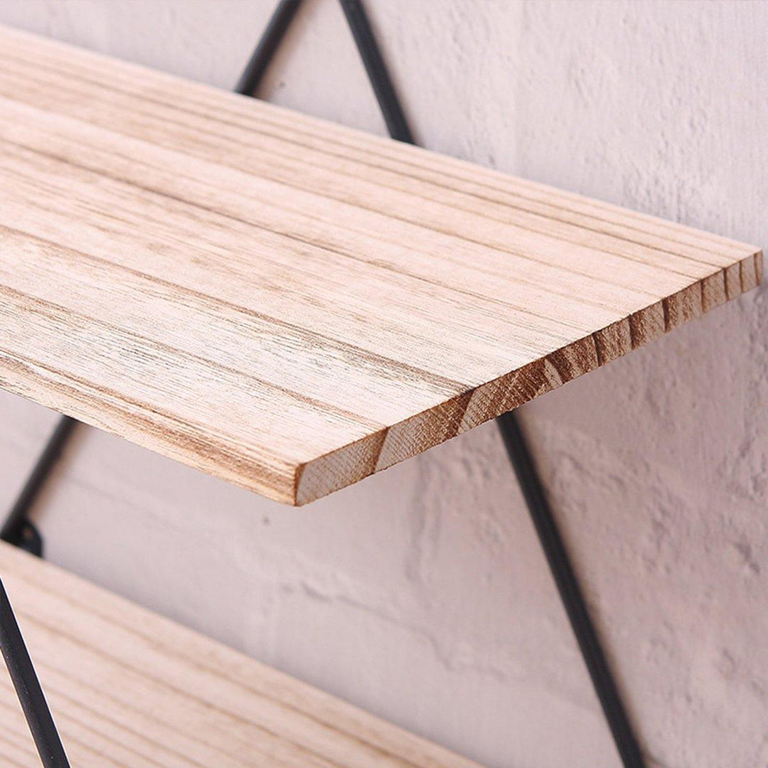 50x50x19cm Retro Rhombus Wood Iron Craft Wall Shelf Rack Storage Industrial Style Decorations - MRSLM