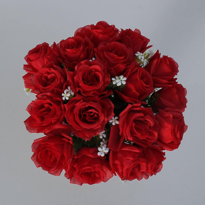 18 Head / Bouquet 15'' Artificial Silk Roses Flowers Bridal Home Wedding Decor Supplies - MRSLM