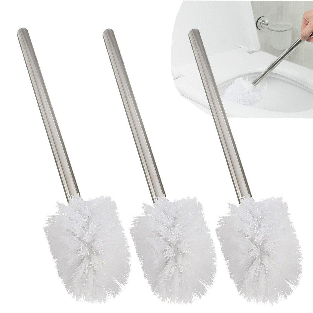 Stainless Steel WC Bathroom Cleaning Toilet Brush White Head Holders Cleaning Brushes - MRSLM