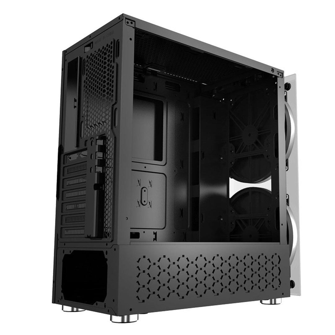 RGB Computer Case Double Side Tempered Glass Panels ATX Gaming Cooling PC Case with Two 20cm fans Support 360mm Graphics Card - MRSLM