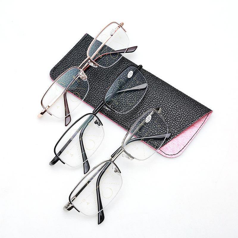 Progressive Multifocal Reading Glasses HD Comfortable Automatic Zoom Lens With Leather Case - MRSLM