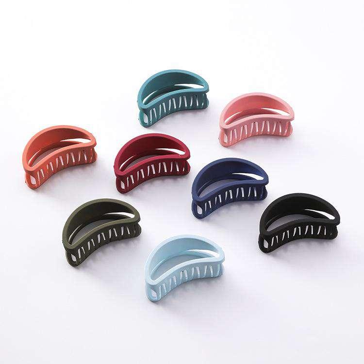 Korean style simple versatile grip sanding hollow curved hair catch half catch ponytail clip bath hairpin card - MRSLM