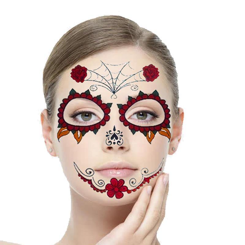6pcs/set Halloween Costume Cosplay Party Makeup Face Eye Terror Temporary Tattoo Sticker Waterproof - MRSLM