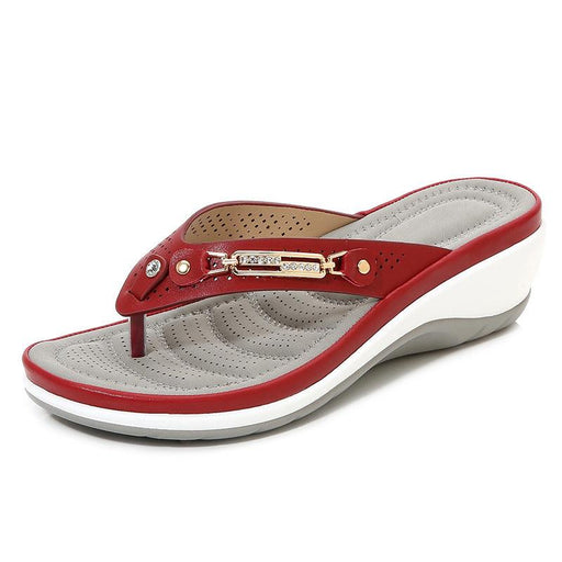 Women's metal buckle wedge sandals, view 3 - MRSLM