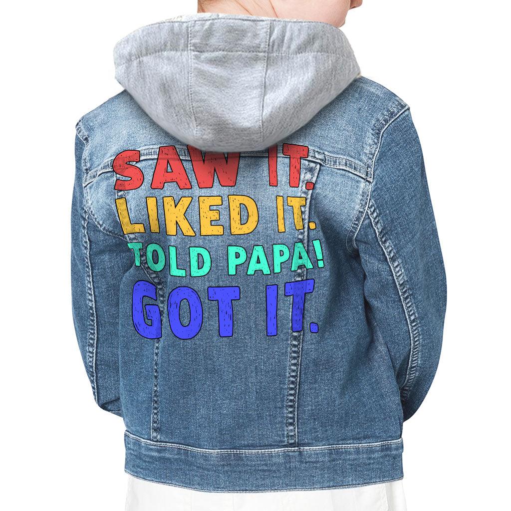 Saw It Liked It Hooded Denim Jacket for Kids - Colorful Jean Jacket - Best Design Denim Jacket for Kids - MRSLM