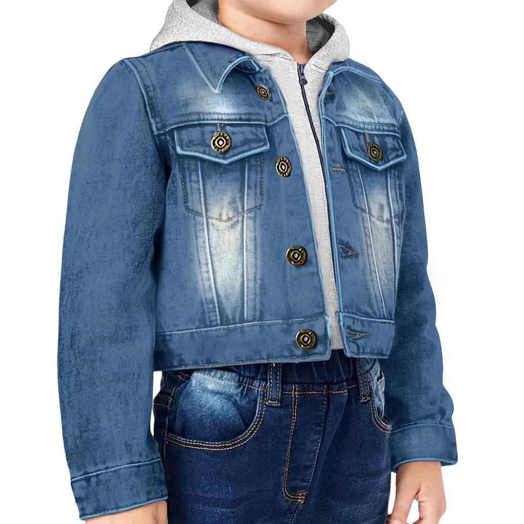 Funny Quote Toddler Hooded Denim Jacket - Cool Jean Jacket - Colorful Denim Jacket for Kids - MRSLM