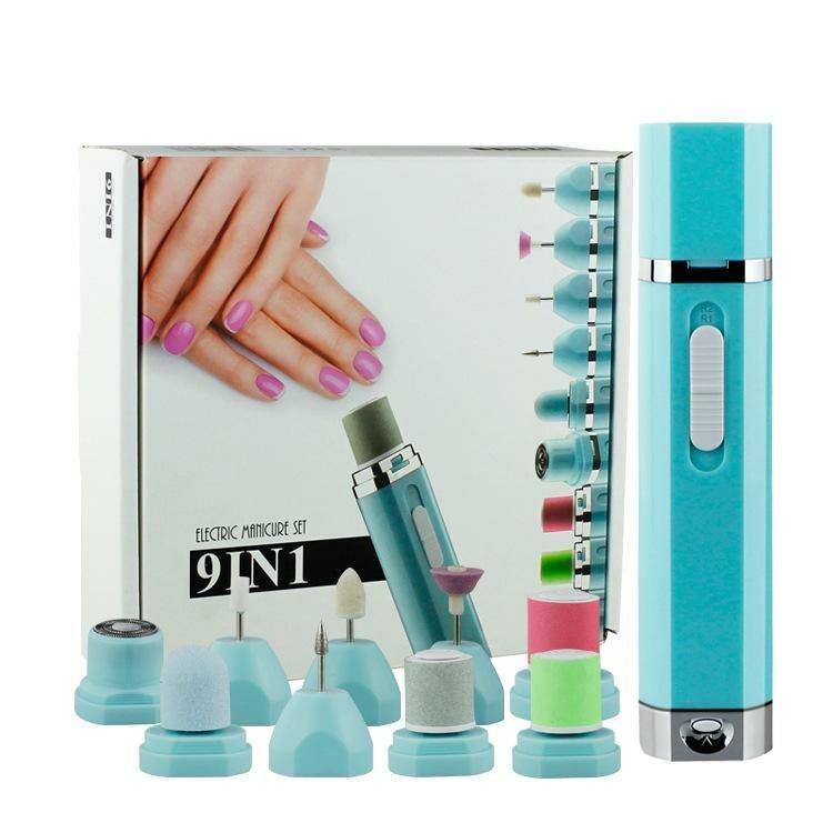 9 in 1 Electric Manicure and Pedicure Set, Electric Nail File Sharper Trimmer Manicure Drill Cuticle Nail Art Set - MRSLM
