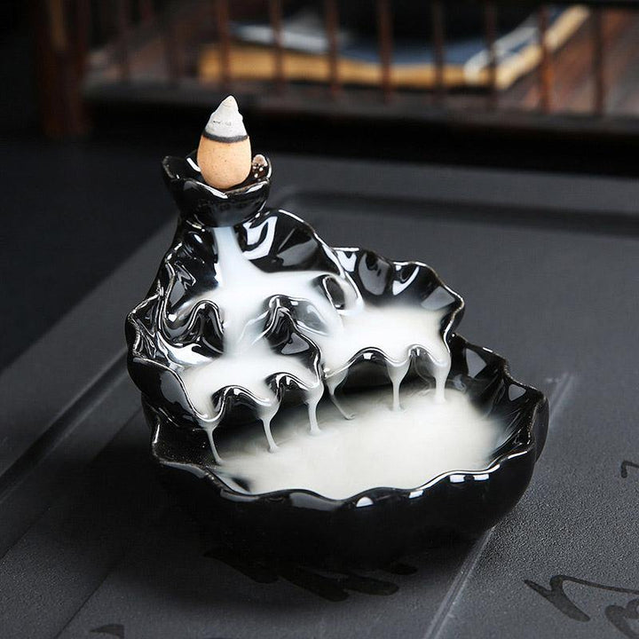 Porcelain Backflow Ceramic Cone Incense Burner Holder Buddhist Cones Home Gift - MRSLM