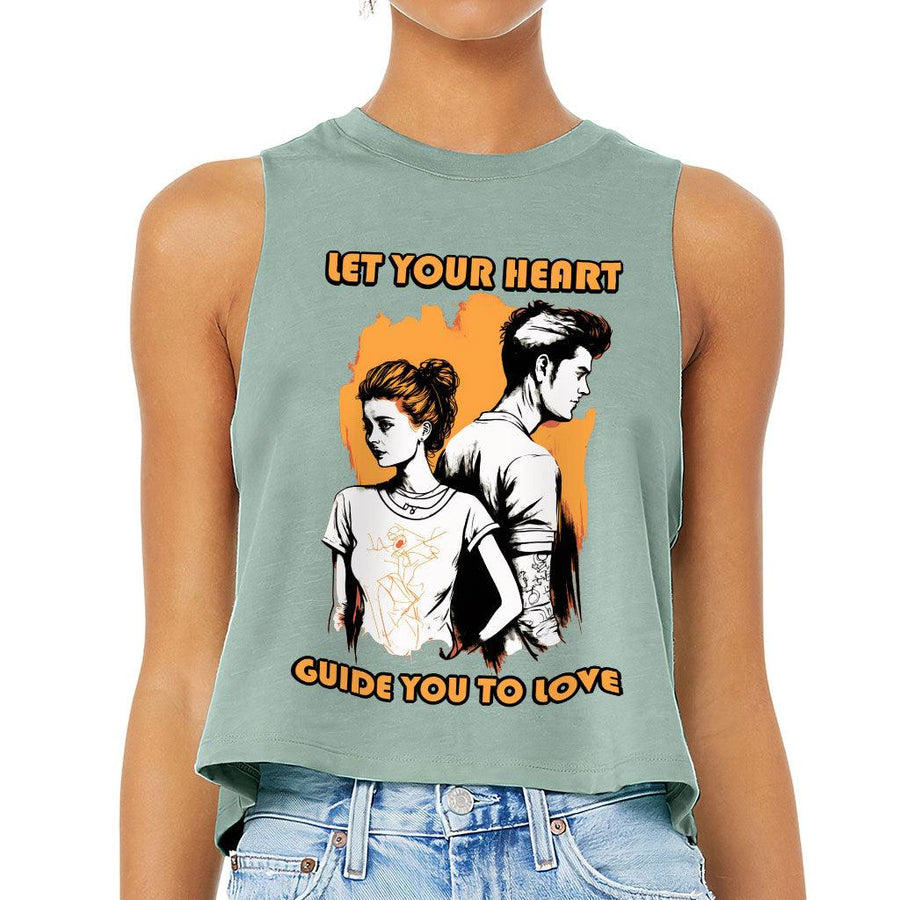 Let Your Heart Guide You Racerback Cropped Tank - Love Couple Women's Tank - Colorful Tank Top - MRSLM