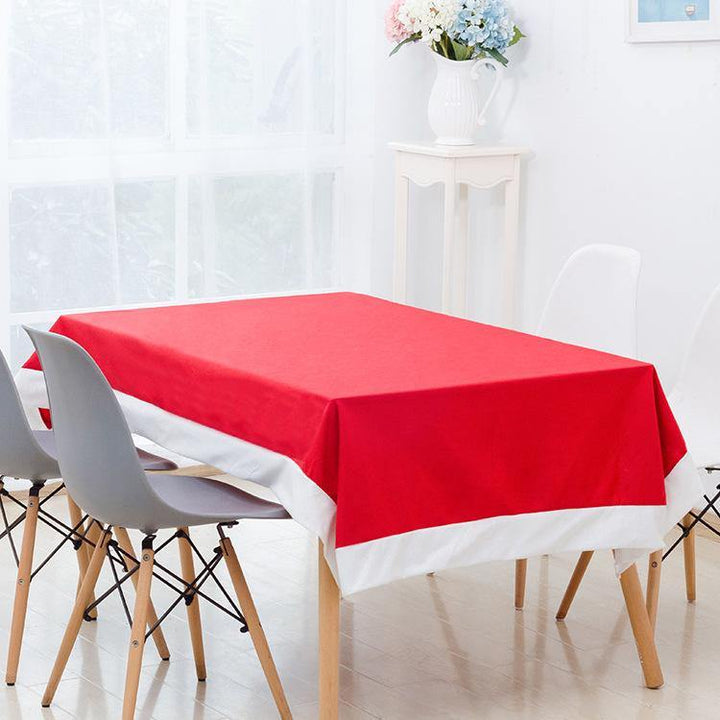 130x180cm Red Chirstmas Non-woven Fabric Table Cloth Christmas Home Party Decor - MRSLM