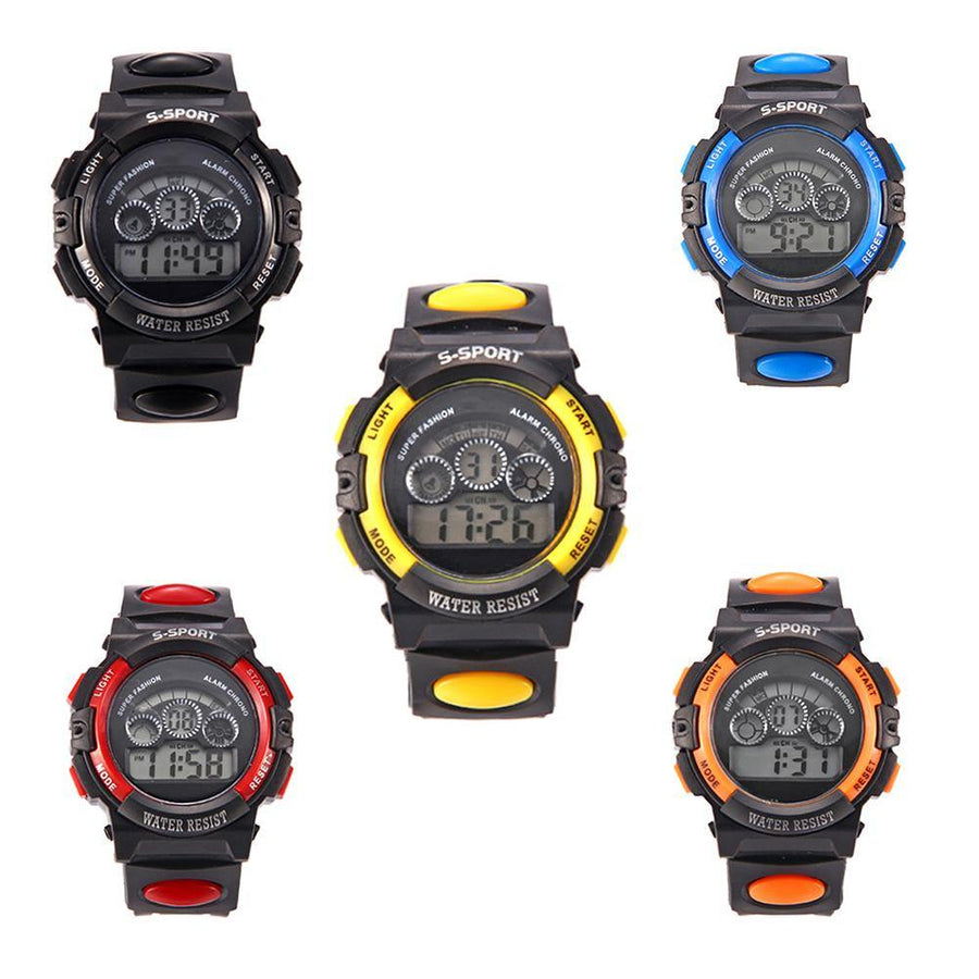 Waterproof Children LED Digital Display Alarm Date Luminous Sports Wrist Watch - MRSLM