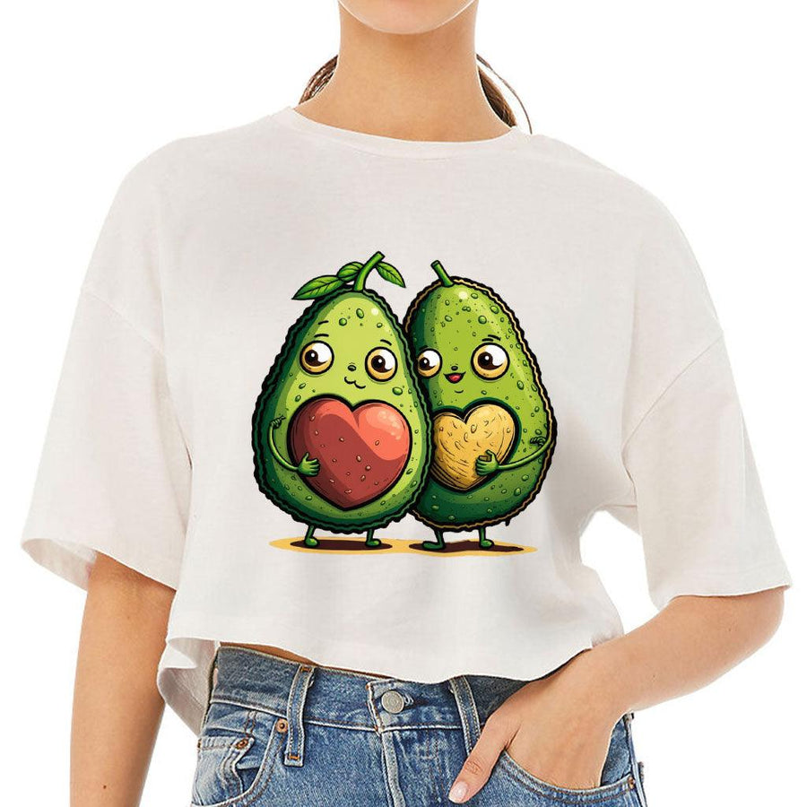 Avocado Women's Crop Tee Shirt - Love Couple Cropped T-Shirt - Graphic Crop Top - MRSLM