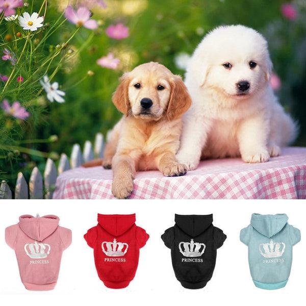 XS To XXXL Winter Pets Dog Princess Crown Printed Clothes Puppy Cat Hoodie Warm Coat - MRSLM