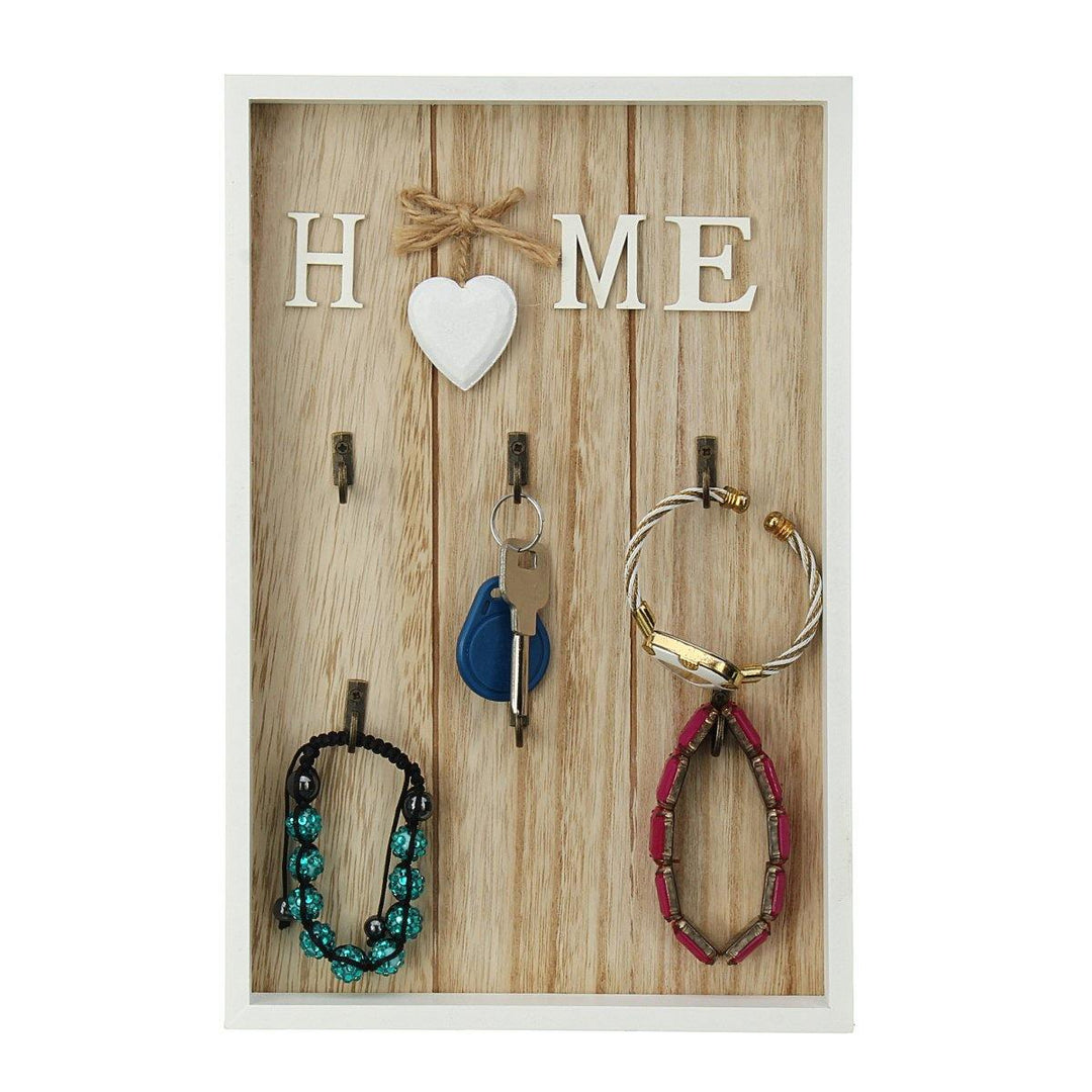 Home Key Vintage 6 Keys Rack Hook Wooden Wall Decorations Organize Holder Gift - MRSLM