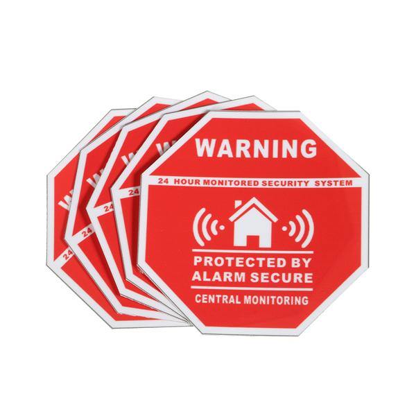 5Pcs Home Alarm Security Stickers Decals Signs for Window Doors - MRSLM