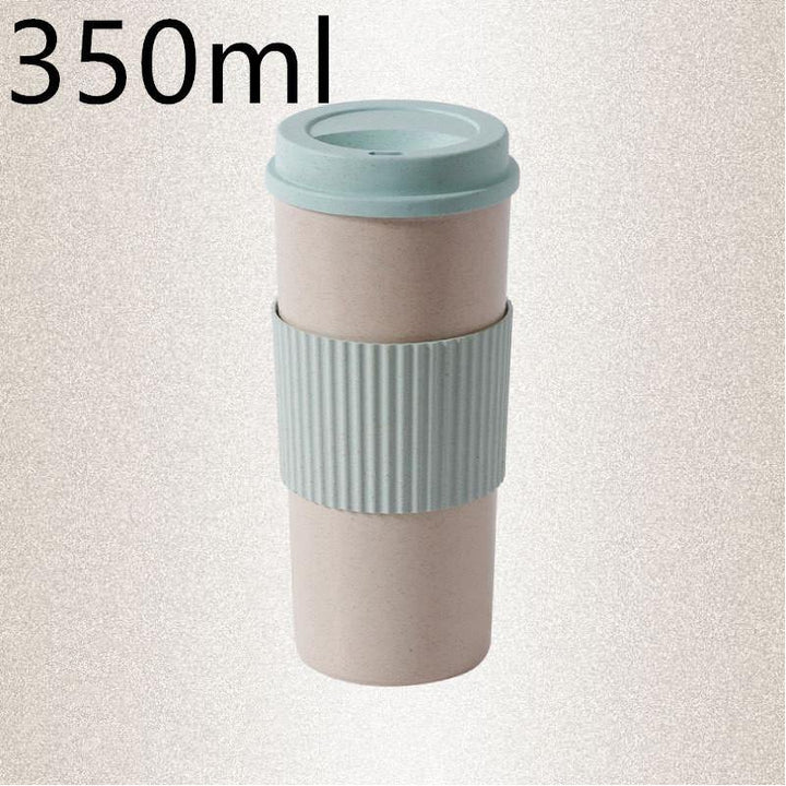 Reusable Coffee Tea Cup Random Color Wheat Straw Mug Coffee Cup with Lid Home Outdoor Water Bottle Travel Insulated Cup - MRSLM