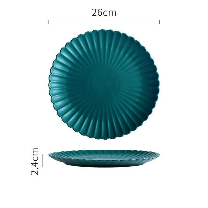 Creative Simple Solid-color Ceramic Plate Fruit Cake Plate Round Beef Steak Western Plate - MRSLM