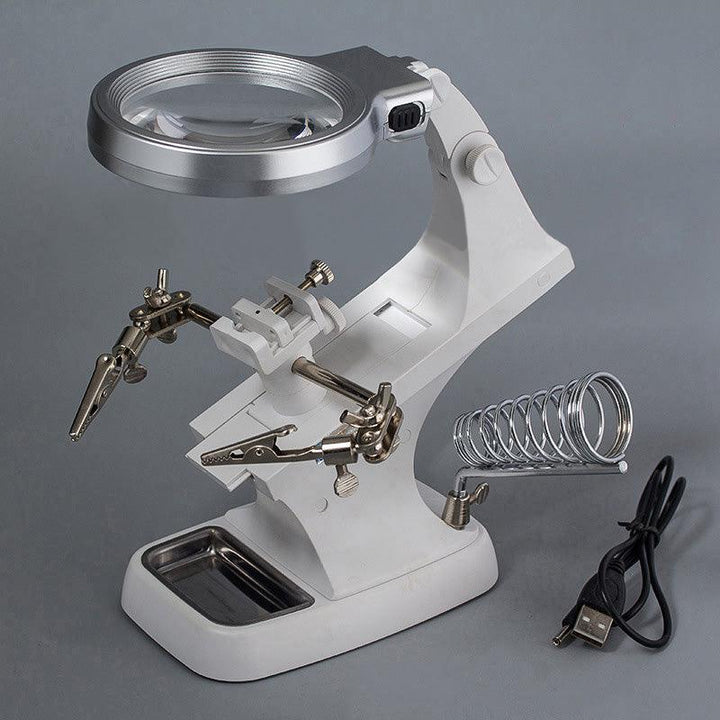 DANIU Multifunctional Welding LED Magnifier Helping Hand Soldering Iron Stand Magnifying Lens Clamp Tool - MRSLM