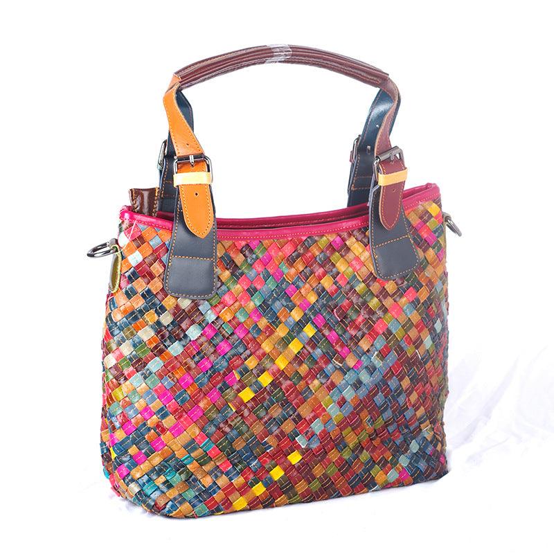 Cowhide ladies woven shoulder bag, view 5 - MRSLM